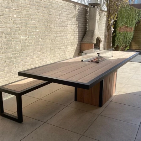 Easyfires eettafel River met bijpassende bank