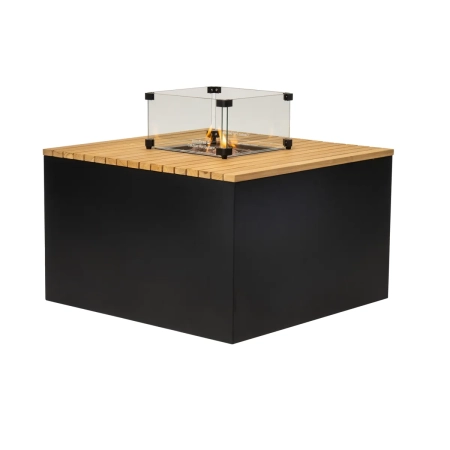 Easyfires cube met houten blad en aluminium - nieuw tafelblad