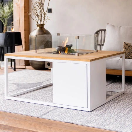 Cosiloft 100 white teak vuurtafel