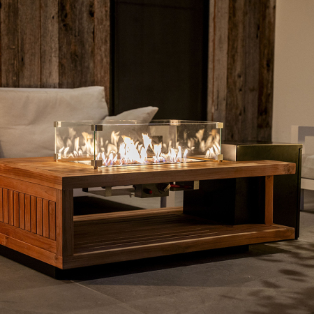 Enjoyfires vuurtafel loungetafel teakhout rechthoek 120x80x40 cm